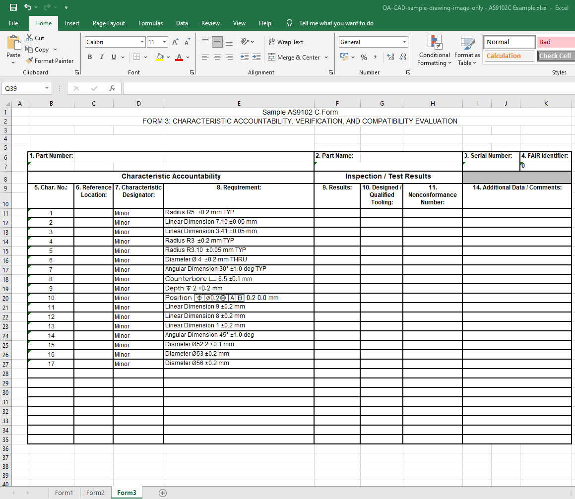  AS9102 Rev C free download forms EXCEL